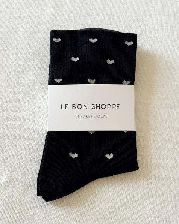 LE BON SHOPPE SNEAKER SOCKS - BLACK HEARTS