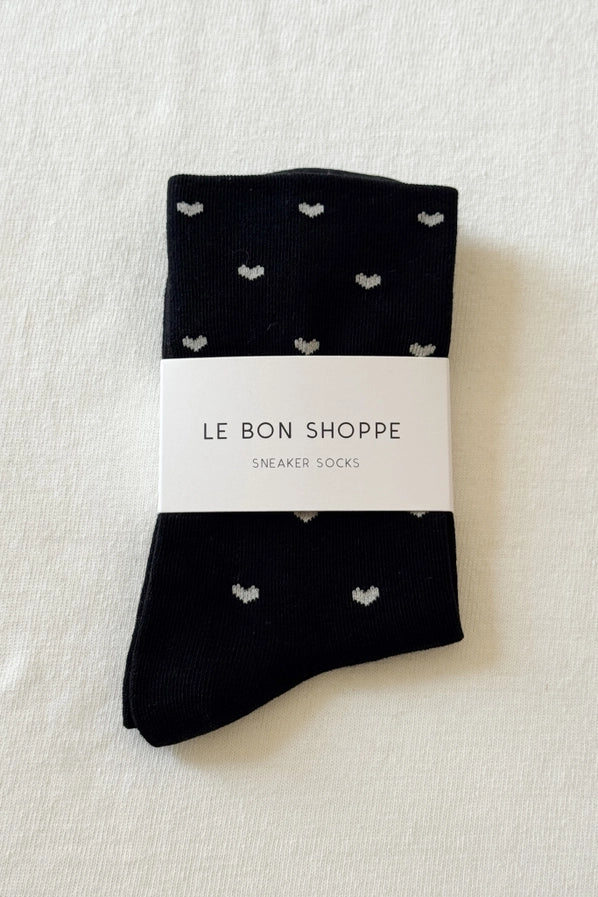 LE BON SHOPPE SNEAKER SOCKS - BLACK HEARTS