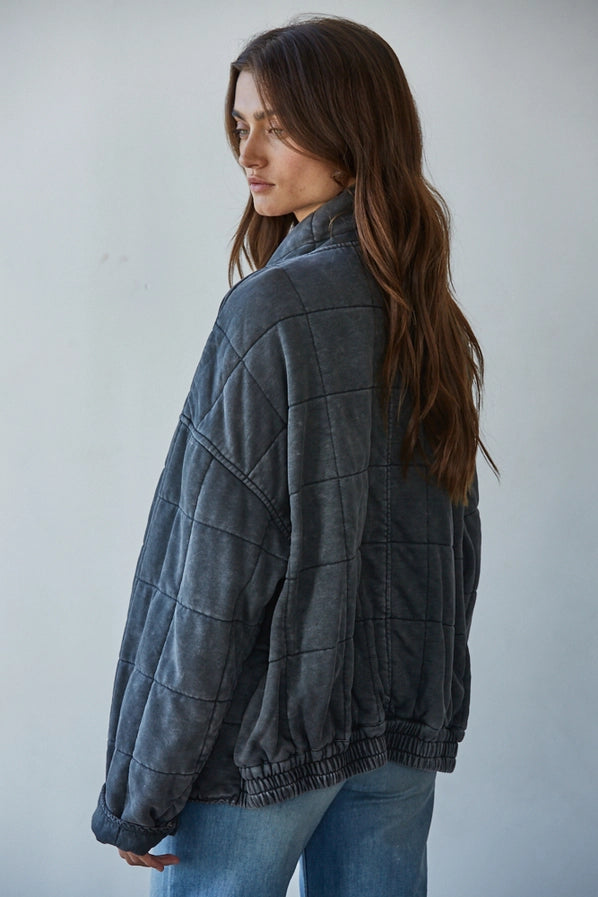 IT'S ALL GOOD QUILTED JACKET - WASHED BLACK
