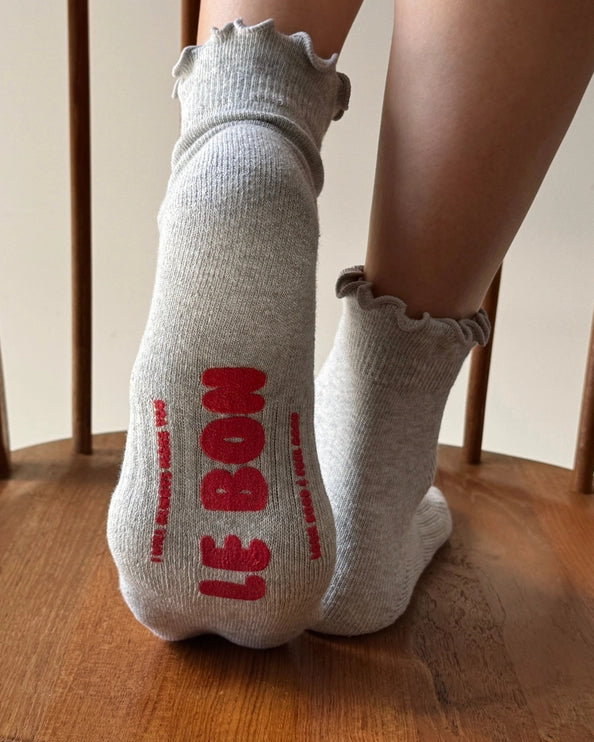 LE BON SHOPPE RUFFLED HUGGER SOCKS - HT GREY