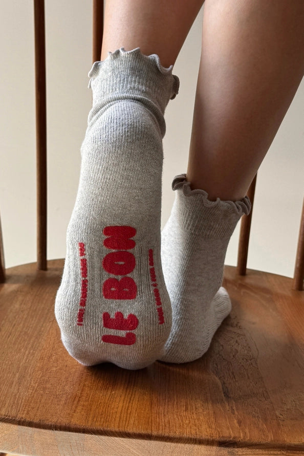 LE BON SHOPPE RUFFLED HUGGER SOCKS - HT GREY