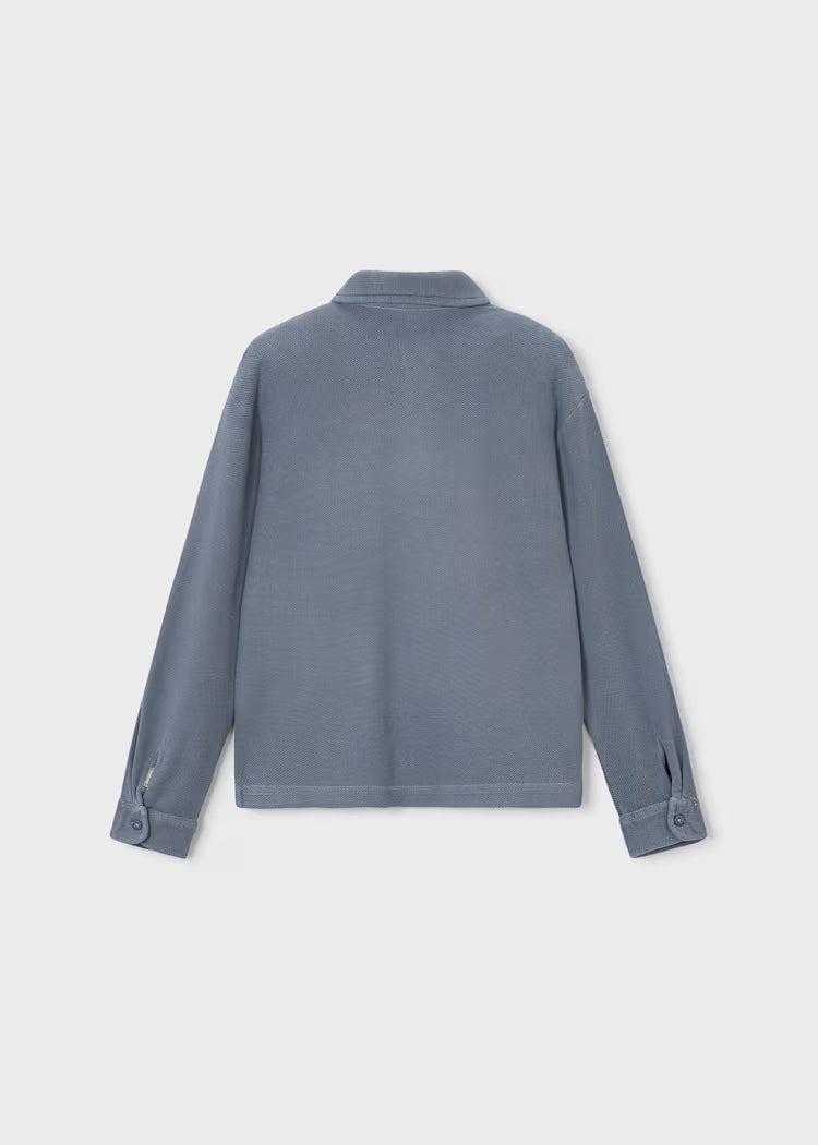 MAYORAL EMBROIDERED LS POLO - INDIGO