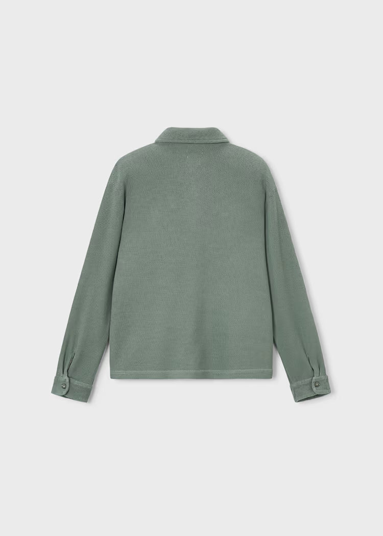 MAYORAL EMBROIDERED LS POLO - MOSS