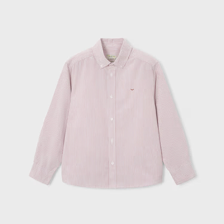 MAYORAL OXFORD STRIPED DRESS SHIRT - TERRACOTTA
