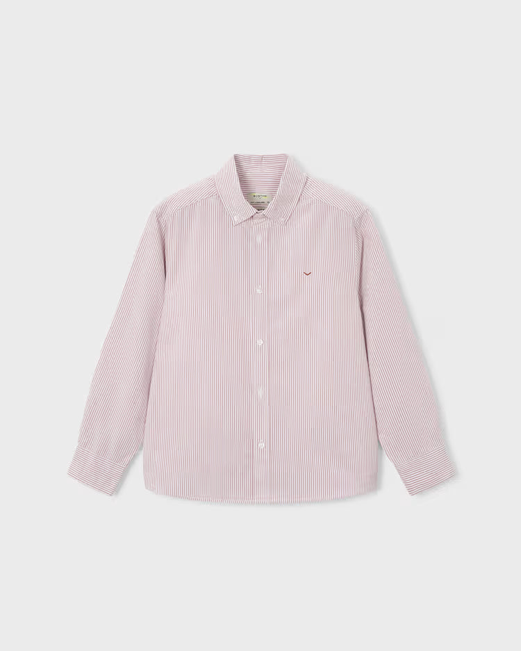MAYORAL OXFORD STRIPED DRESS SHIRT - TERRACOTTA