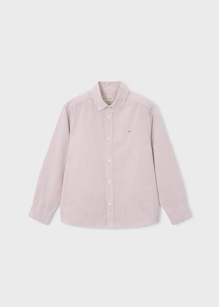 MAYORAL OXFORD STRIPED DRESS SHIRT - TERRACOTTA