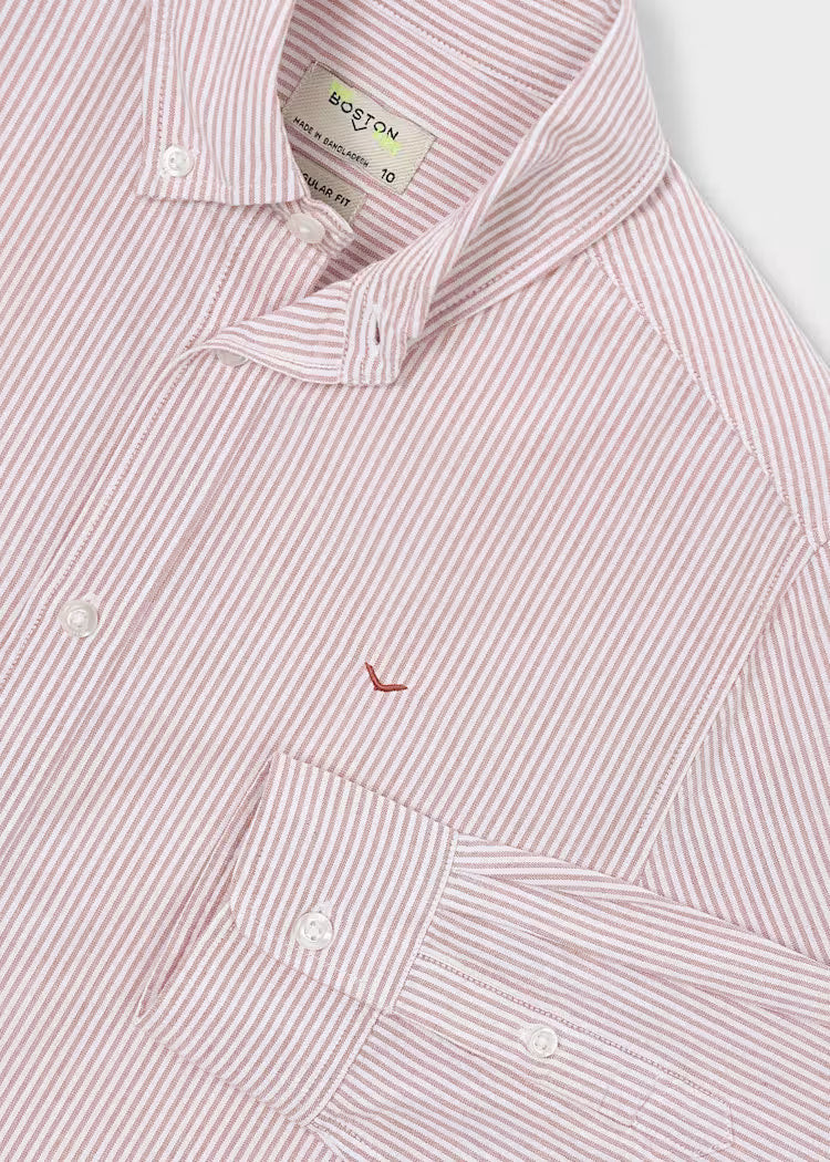 MAYORAL OXFORD STRIPED DRESS SHIRT - TERRACOTTA