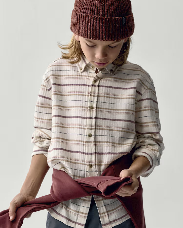 MAYORAL PRINTED LS DRESS SHIRT - NATURAL STRIPE