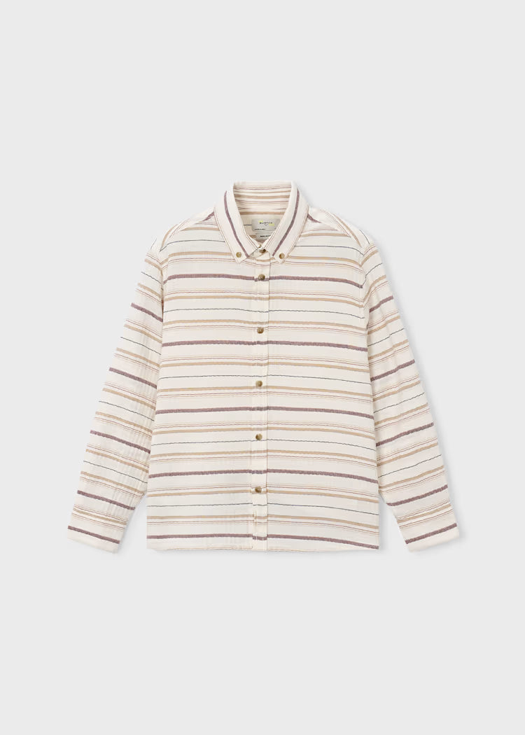 MAYORAL PRINTED LS DRESS SHIRT - NATURAL STRIPE
