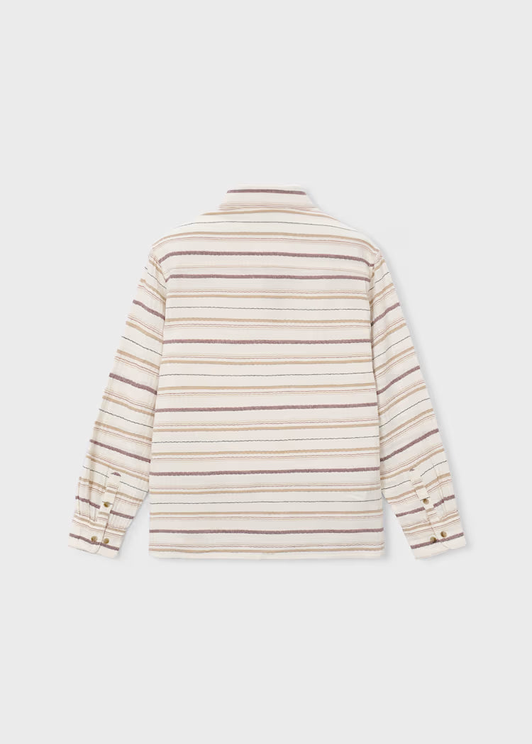 MAYORAL PRINTED LS DRESS SHIRT - NATURAL STRIPE