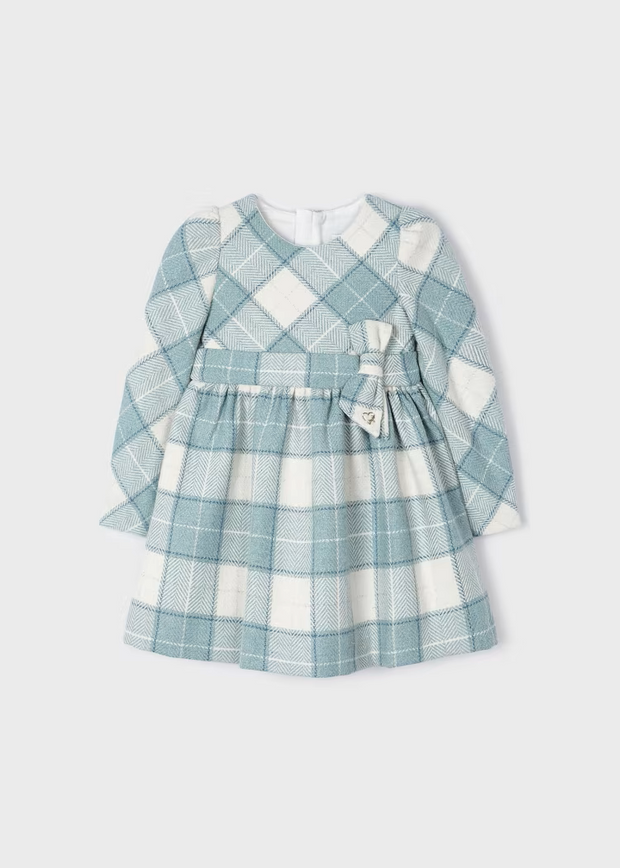 MAYORAL PLAID DRESS WITH BOW - BLUEBELL