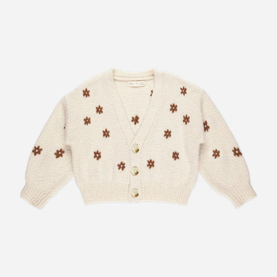 RYLEE + CRU BOXY CROP CARDIGAN - FLOWERS