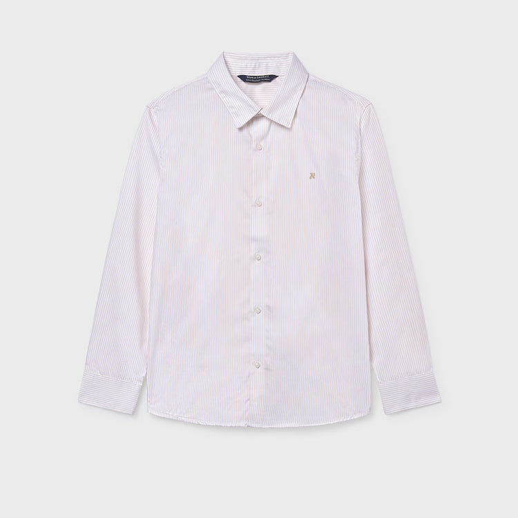 MAYORAL STRIPED DRESS SHIRT - LATTE