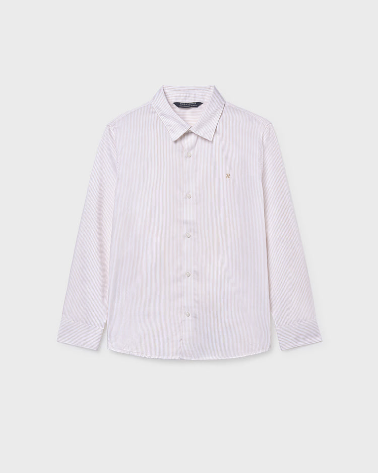 MAYORAL STRIPED DRESS SHIRT - LATTE