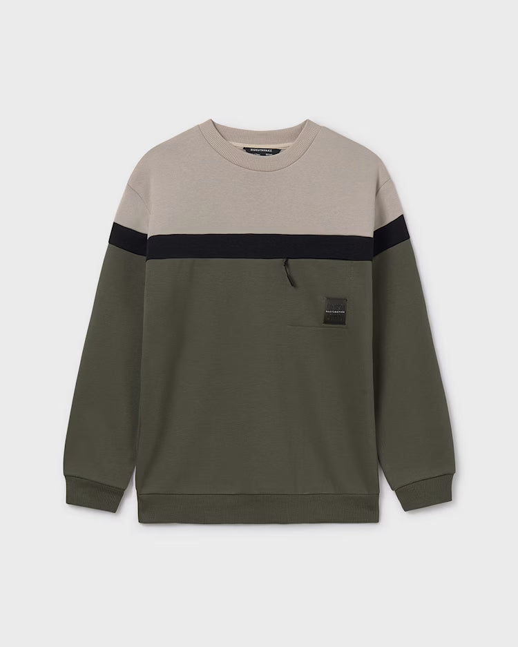 MAYORAL COLOR BLOCK PULLOVER - OLIVE