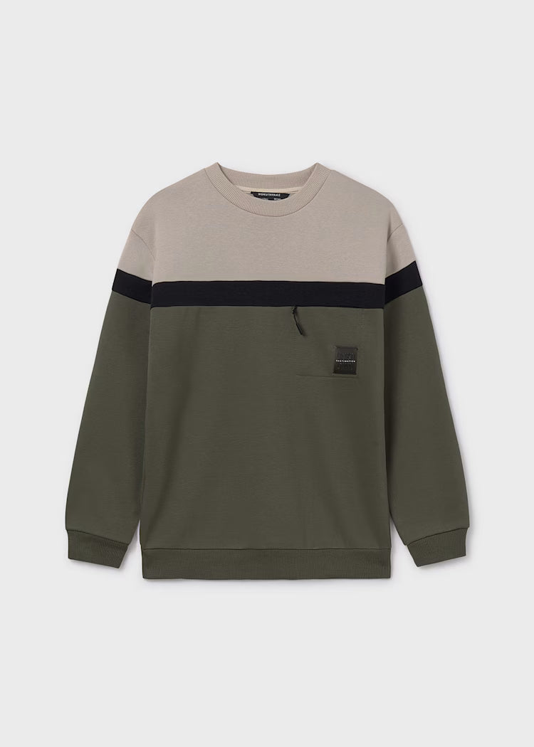 MAYORAL COLOR BLOCK PULLOVER - OLIVE