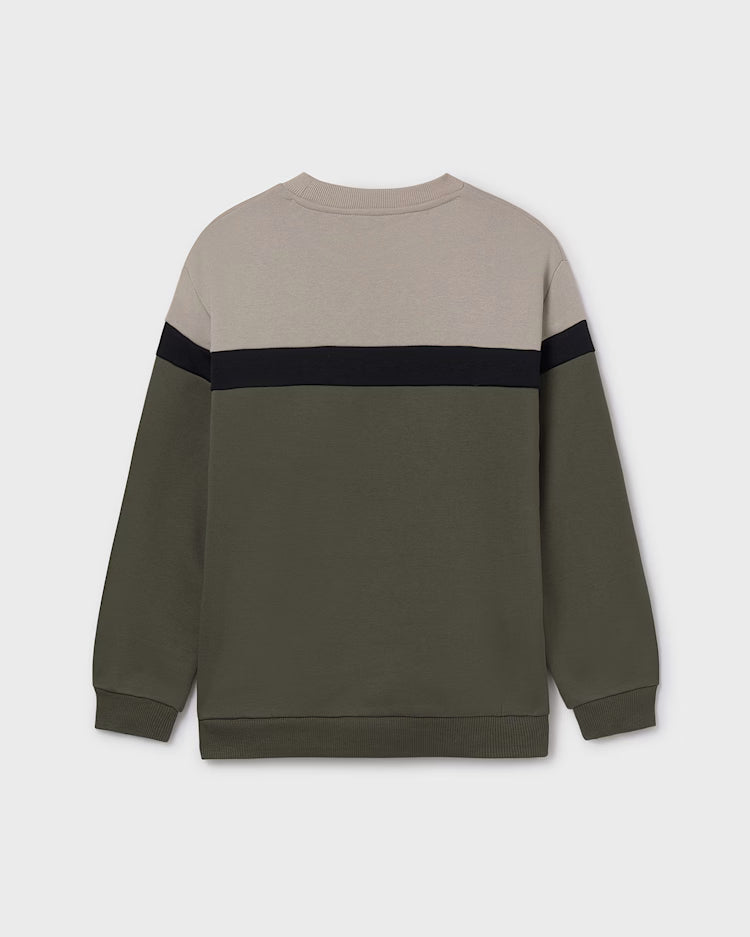 MAYORAL COLOR BLOCK PULLOVER - OLIVE