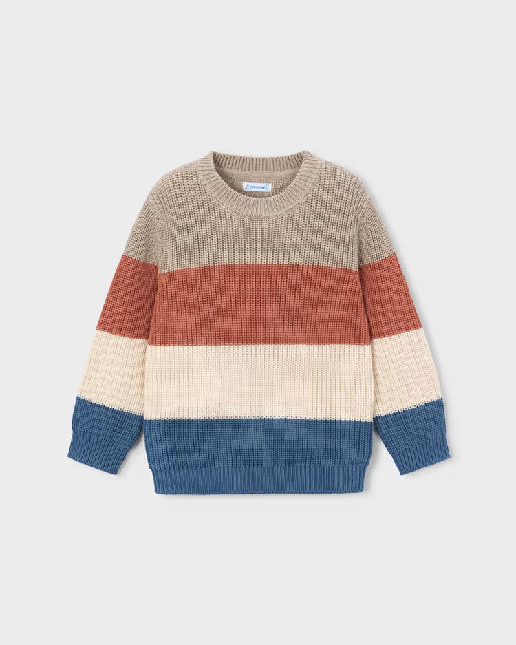 MAYORAL COLOR BLOCK JERSEY KNIT SWEATER - BRICK