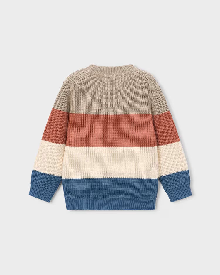 MAYORAL COLOR BLOCK JERSEY KNIT SWEATER - BRICK