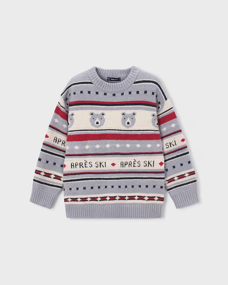 MAYORAL PRINTED KNIT SWEATER - FOG