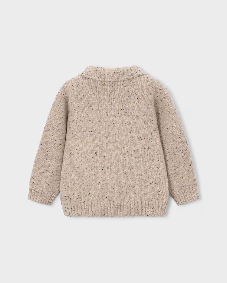 MAYORAL KNIT ZIP UP - OAT HEATHER