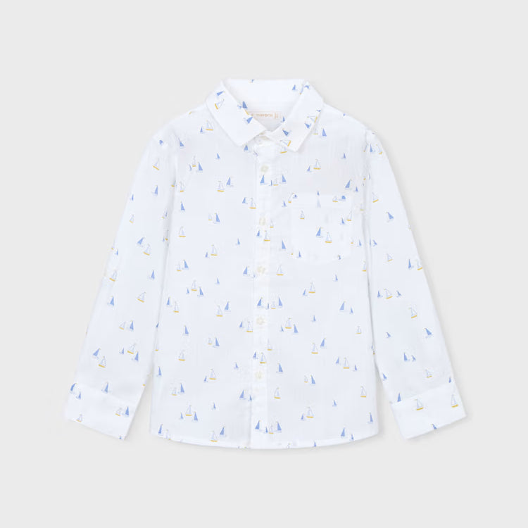 MAYORAL PRINTED DRESS SHIRT - WHITE