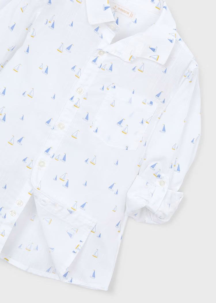 MAYORAL PRINTED DRESS SHIRT - WHITE