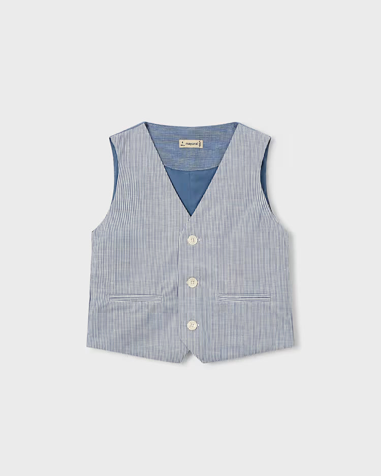 MAYORAL STRIPED LINEN VEST - BLUE