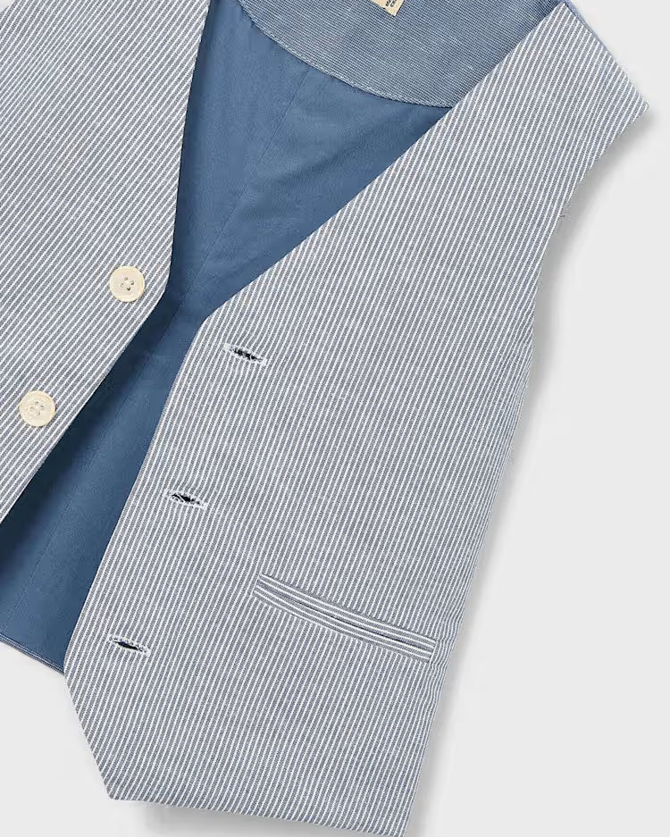 MAYORAL STRIPED LINEN VEST - BLUE