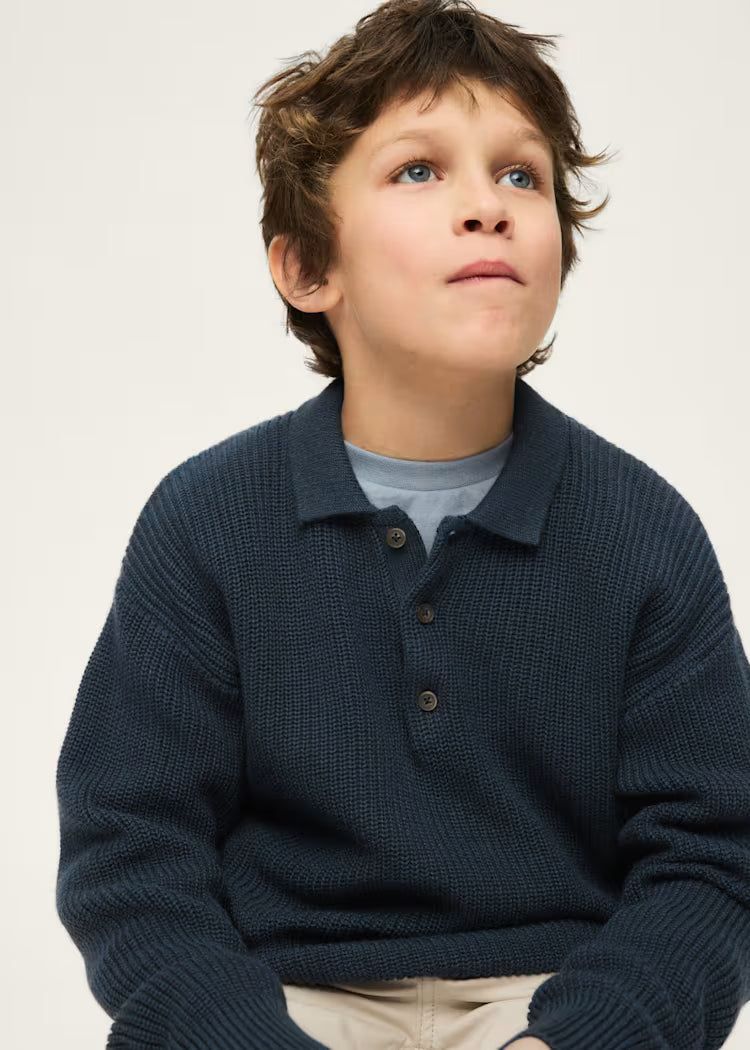 MAYORAL COLLARED KNIT SWEATER - NAVY