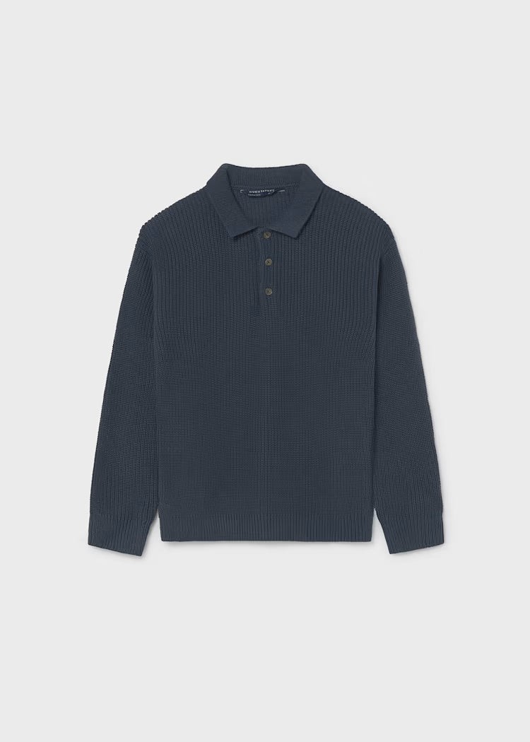 MAYORAL COLLARED KNIT SWEATER - NAVY