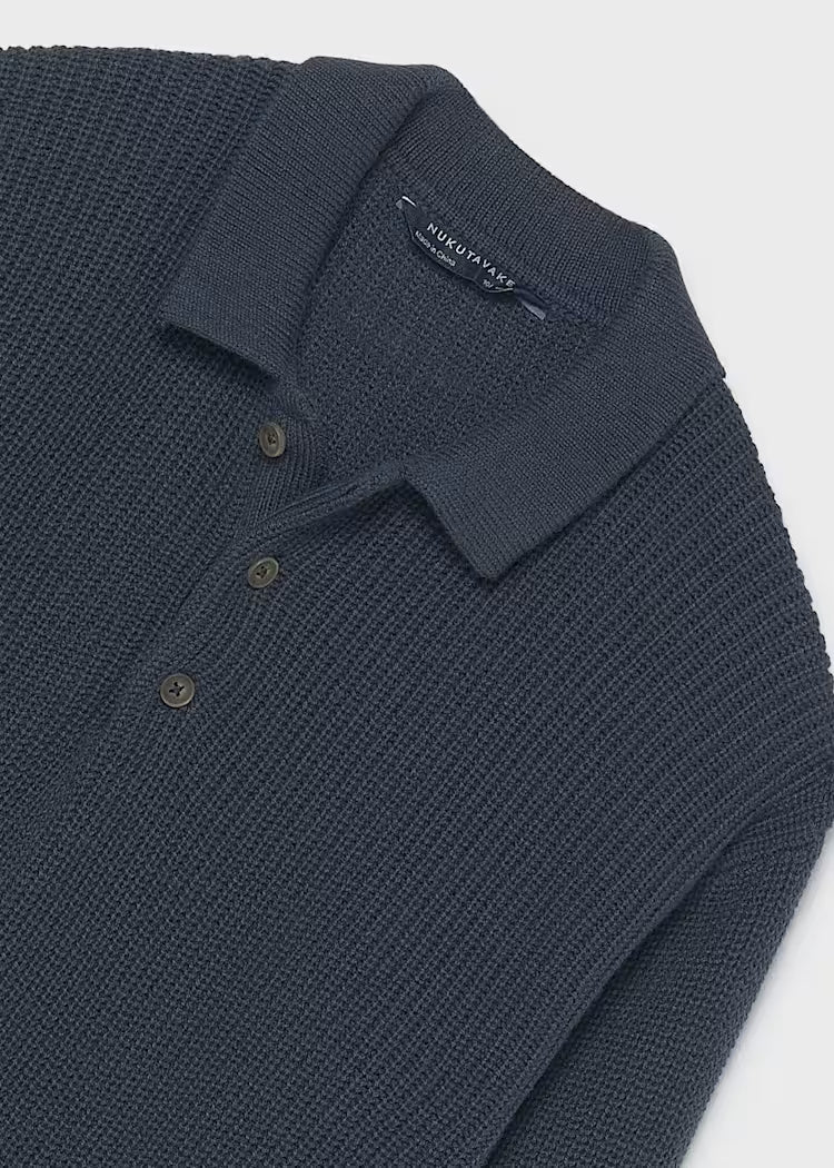 MAYORAL COLLARED KNIT SWEATER - NAVY