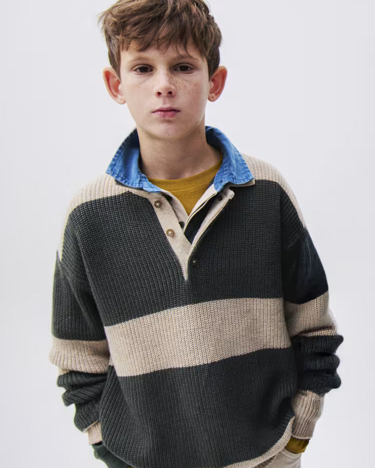 MAYORAL COLLARED KNIT SWEATER - SPANISH FIR