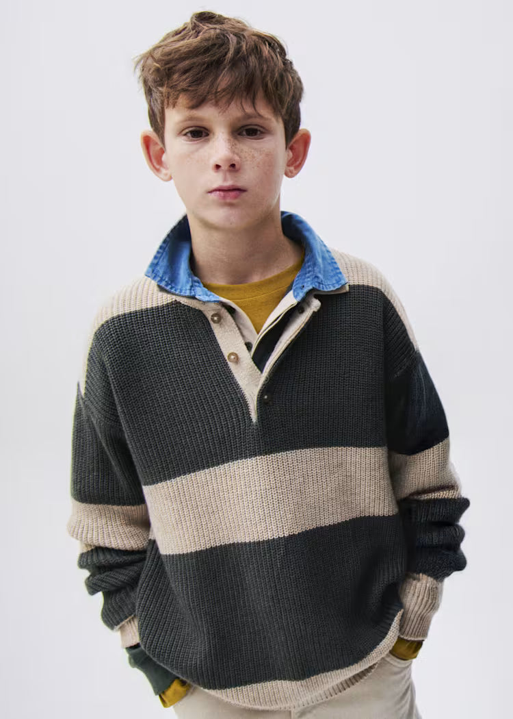MAYORAL COLLARED KNIT SWEATER - SPANISH FIR