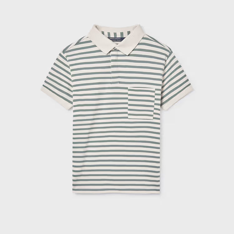 MAYORAL STRIPED POLO SHIRT - BAYLEAF
