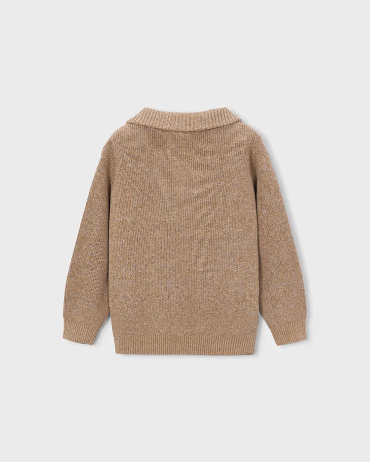 MAYORAL QUARTER ZIP KNIT SWEATER - BROWN