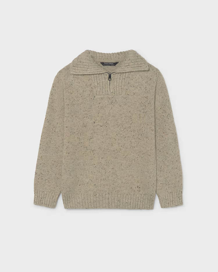 MAYORAL QUARTER ZIP KNIT SWEATER - TWEED