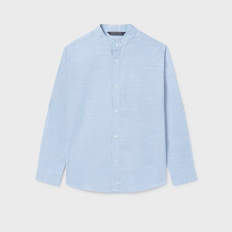 MAYORAL MANDARIN COLLAR LS SHIRT - LIGHTBLUE