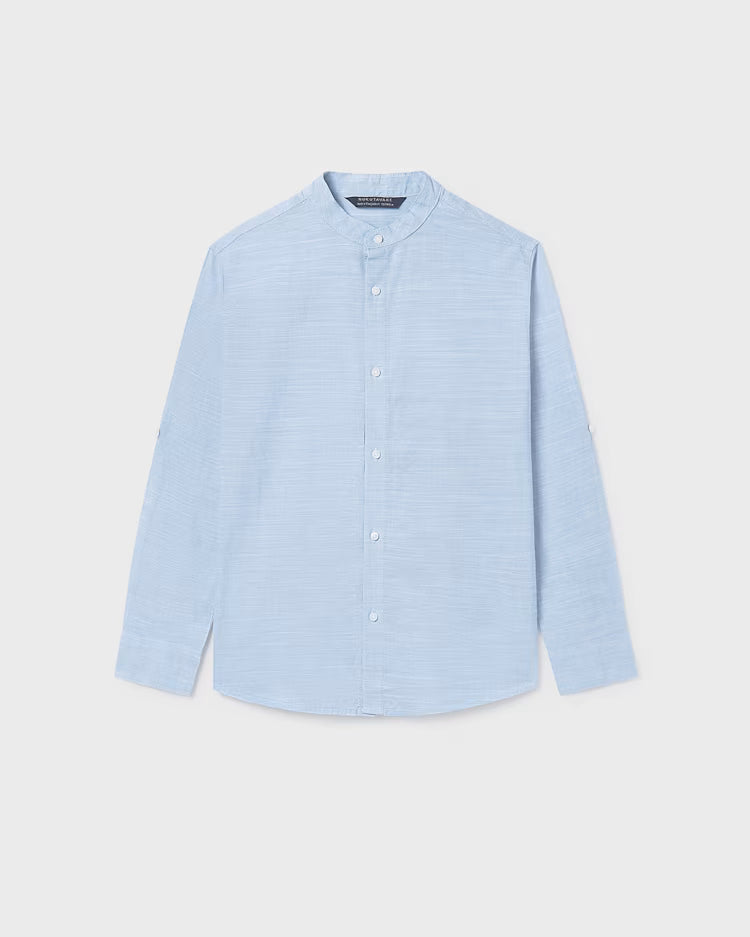 MAYORAL MANDARIN COLLAR LS SHIRT - LIGHTBLUE