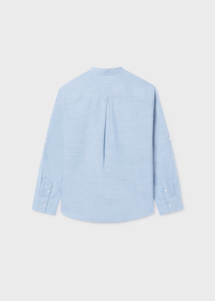 MAYORAL MANDARIN COLLAR LS SHIRT - LIGHTBLUE