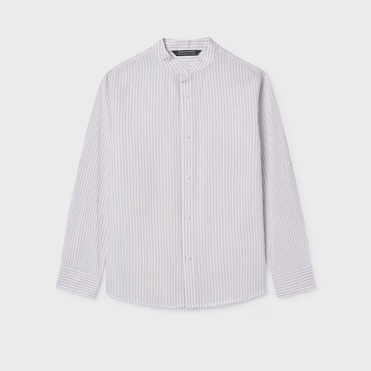 MAYORAL MANDARIN COLLAR LS SHIRT - STONE