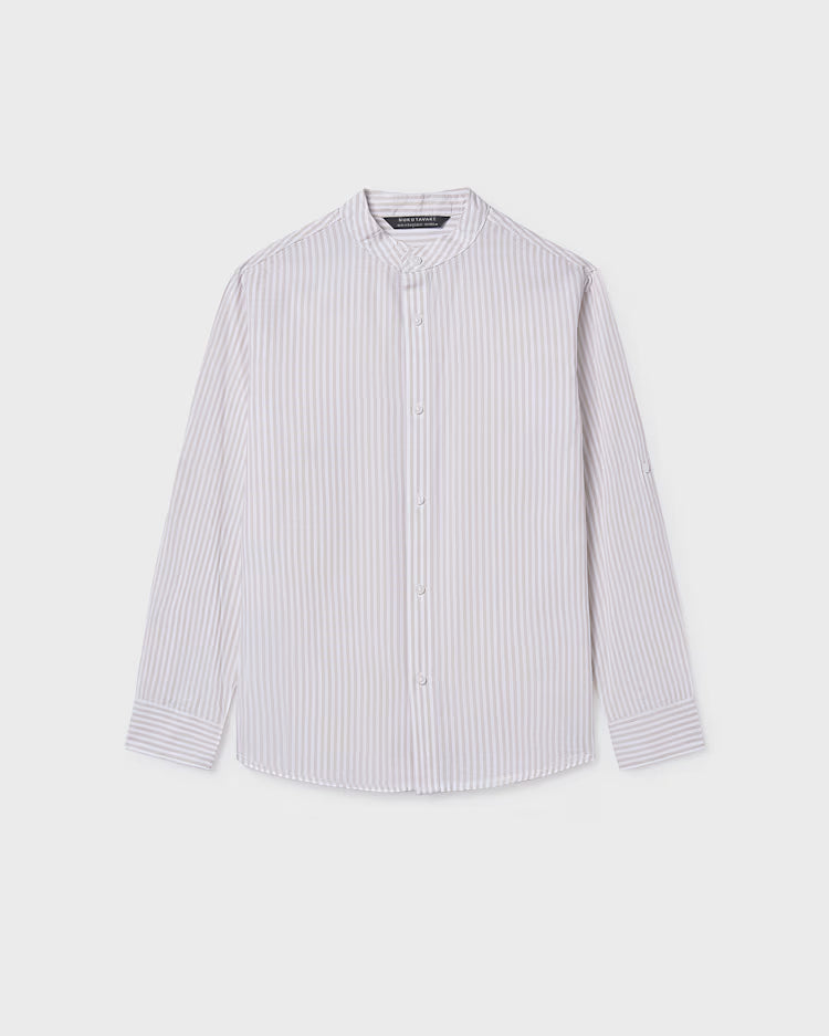 MAYORAL MANDARIN COLLAR LS SHIRT - STONE