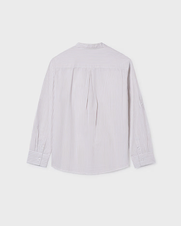 MAYORAL MANDARIN COLLAR LS SHIRT - STONE