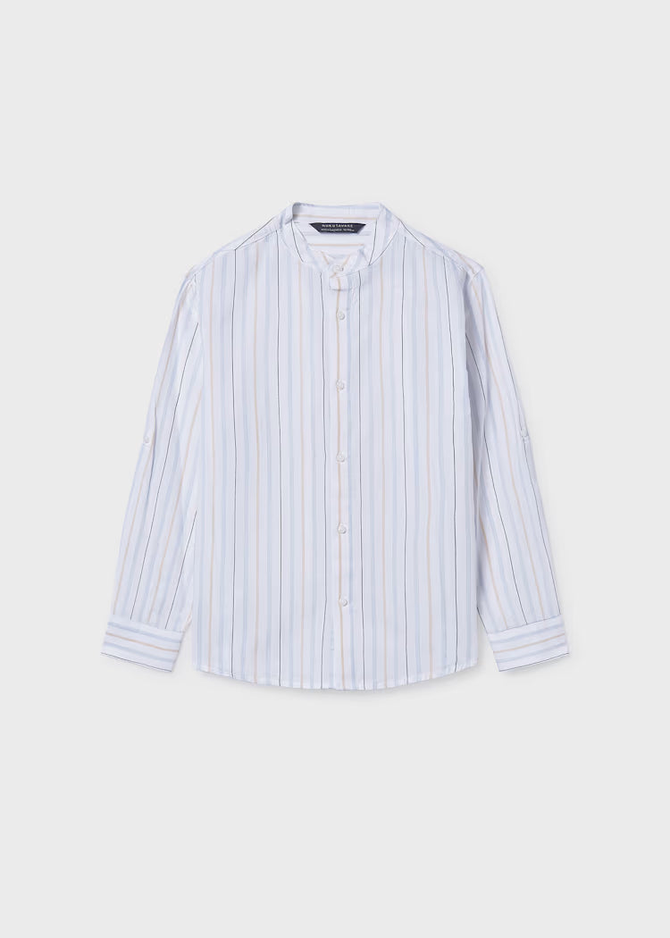MAYORAL MANDARIN COLLAR LS SHIRT - LIGHTBLUE