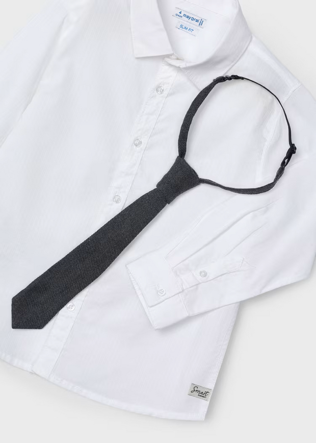 MAYORAL DRESS SHIRT W TIE - WHITE