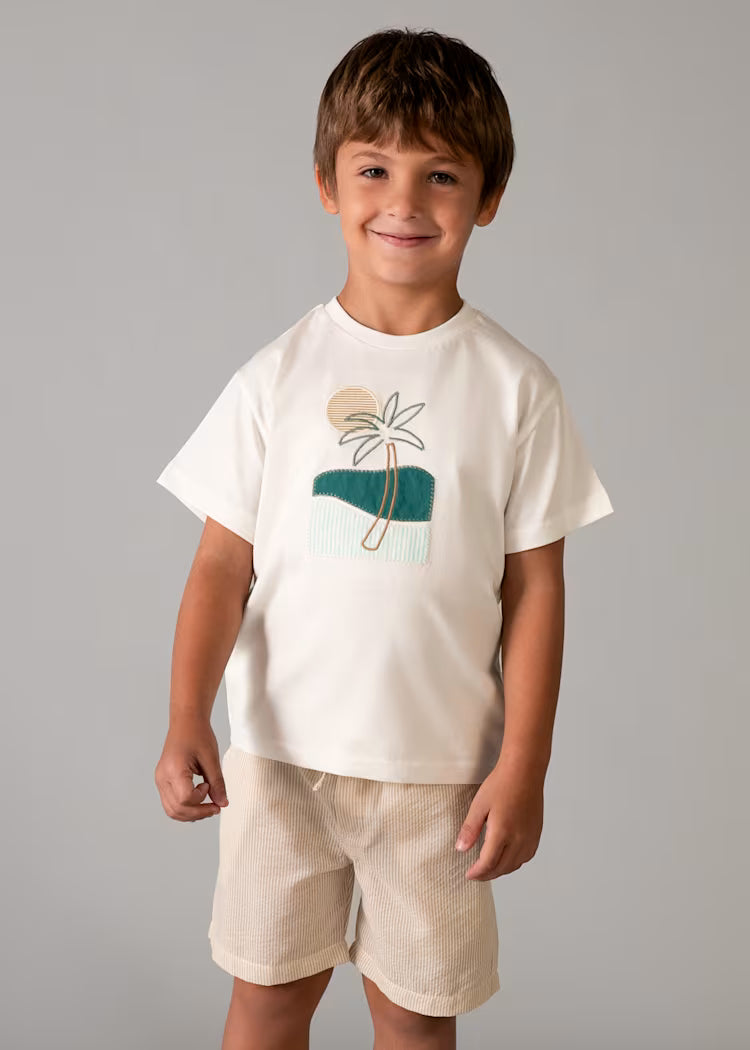 MAYORAL 2PC SHORTS + TEE SET - MOCHA