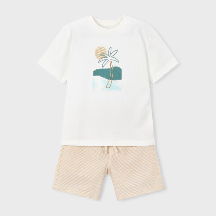 MAYORAL 2PC SHORTS + TEE SET - MOCHA
