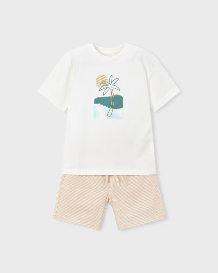 MAYORAL 2PC SHORTS + TEE SET - MOCHA