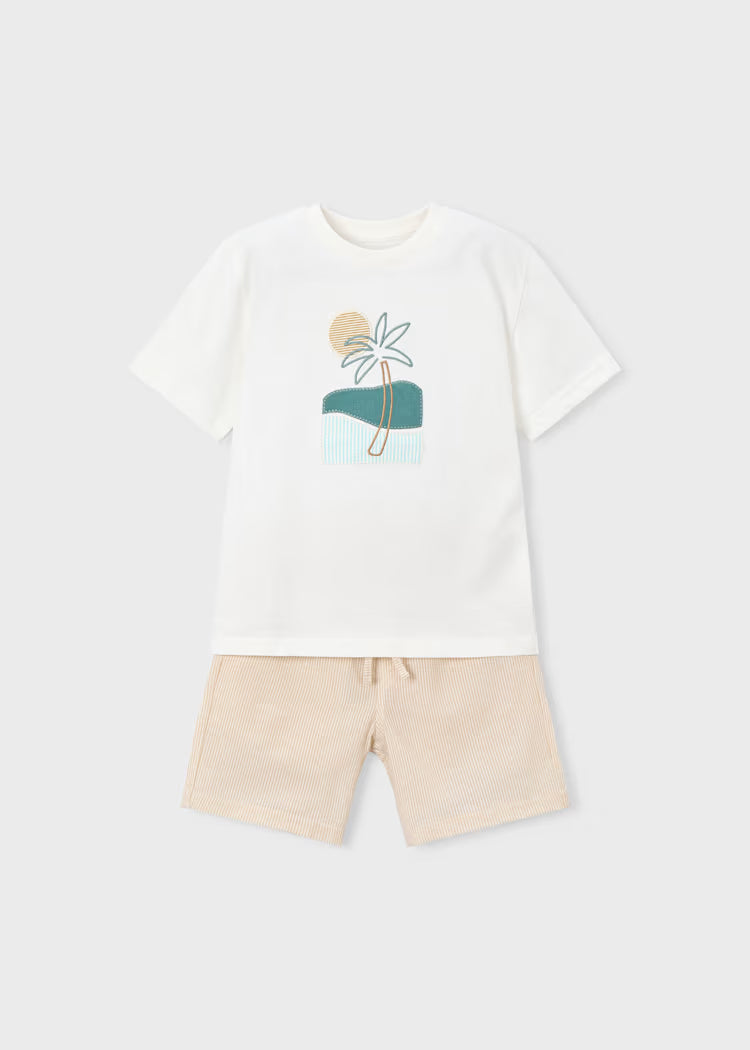 MAYORAL 2PC SHORTS + TEE SET - MOCHA