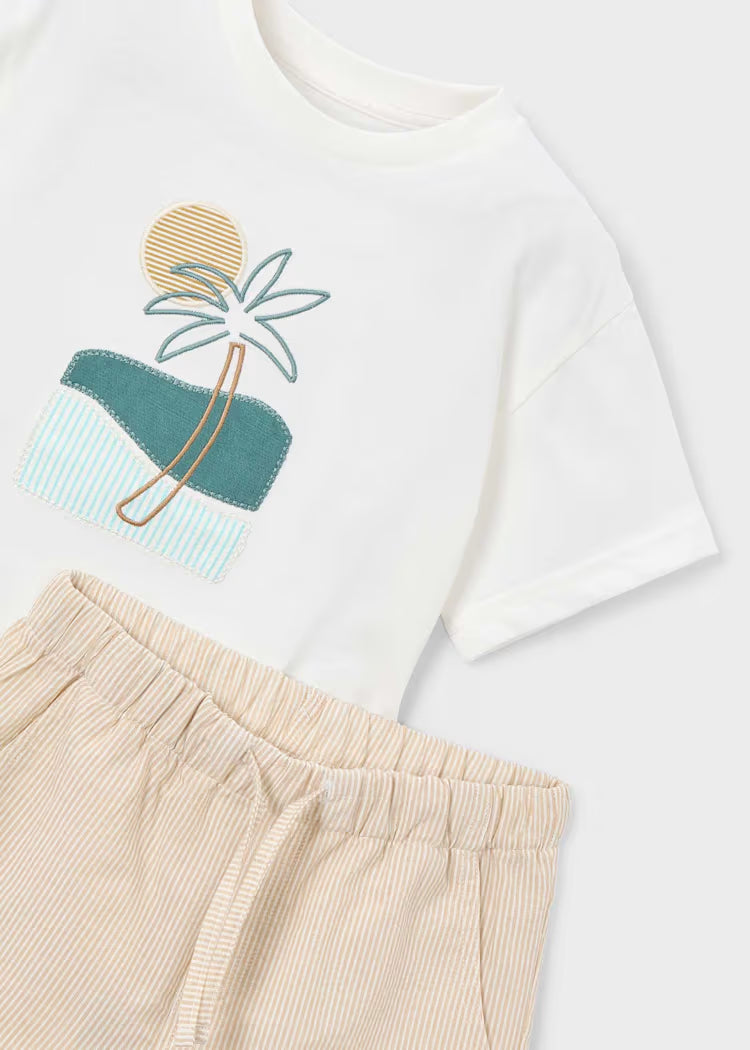 MAYORAL 2PC SHORTS + TEE SET - MOCHA